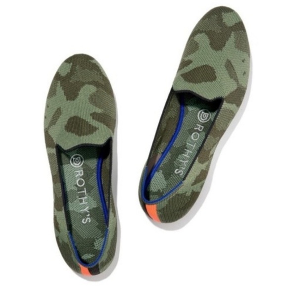 ROTHY’S The Loafer In Retired Discontinued Print Olive Camo Knot Loafers Flats - Picture 1 of 13